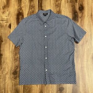 A.P.C. Rue Madame Paris Leandre Geometric Short Sleeve Button Down Shirt Size L